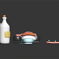 Fresh Sushi Platter With Soy Sauce Milk Bottles Small Bowls And Chopsticks