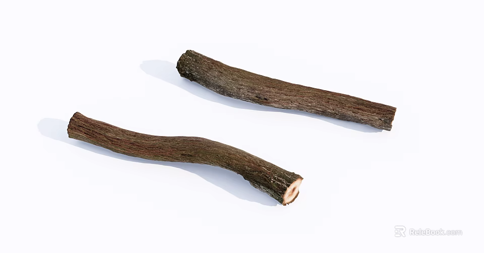 Natural Wood Logs And Stone Pieces With Rustic Surface Texture 3d model 