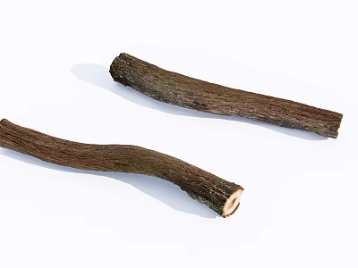 Natural Wood Logs And Stone Pieces With Rustic Surface Texture 3d model