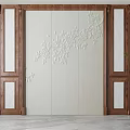 Modern Luxury Background Wall With Wooden Frame White Relief Pattern And Marble Texture 3d model
