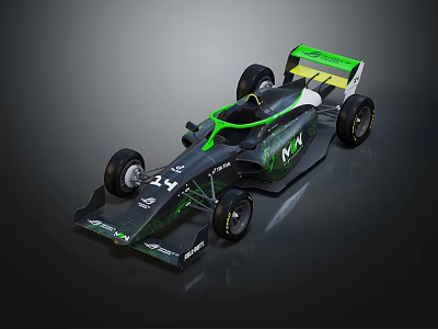 Black Green Formula Race Car With Number 24 Aerodynamic Design And Sport Wheels 3d model