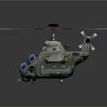3D Green Helicopter Model With Blue Windows And Red Tipped Rotor Blades