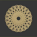 Golden Spiral Woven Furniture Decorative Piece With Intricate Round Weave Pattern
