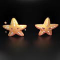 Starfish Shaped Decorative Ornament Set With Smiling Face White Spots And Small Stars
