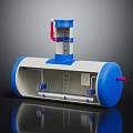 Industrial Blue And White Tank With Top Structure Internal Pipes And Ladder
