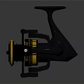 Modern Black And Yellow Fishing Reel With Spinning Mechanism And Durable Build