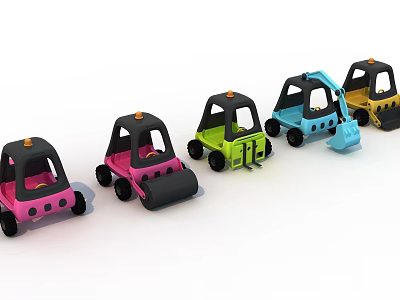 Colorful Toy Construction Vehicles in Various Colors for Kids Playtime 3d model