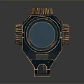 Dark Worn Scope With Green Glowing Elements And Gear Structure Design