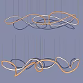 Contemporary Curved Metallic Chandelier Featuring Flowing Infinity Design And Illuminated LED Lights