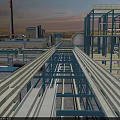 Industrial Swing Door In Factory With Steel Structure And Pipeline Systems
