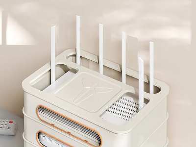White Home Network Device With Multiple Antennas And Modern Design 3d model