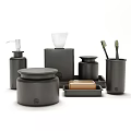 Matte Black Bathroom Accessories Set With Soap Dispenser Tissue Box And Toothbrush Holder