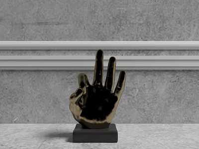 Artistic Bronze Hand Sculpture Carving With Black Base For Home Decor 3d model