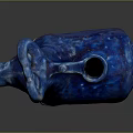 Blue Glazed Ceramic Animal Shaped Sculpture With Handle And White Base