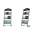 Black Metal Display Racks With Logo Top And Grid Shelves For Book Storage