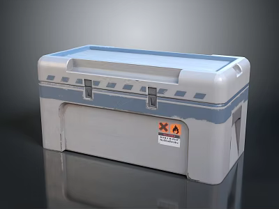 Gray And Blue Plastic Storage Box With Secure Lid Durable Latches And Label 3d model