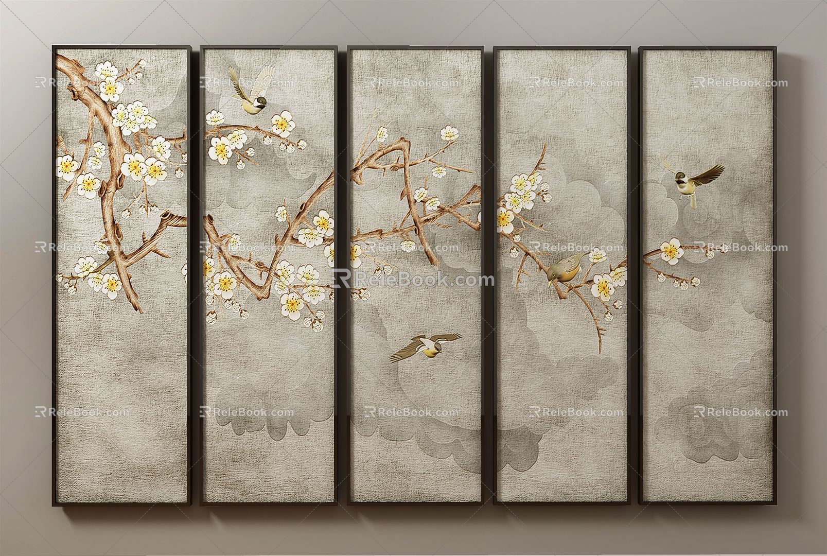 New Chinese Plant Painting Decorative Painting 3d model