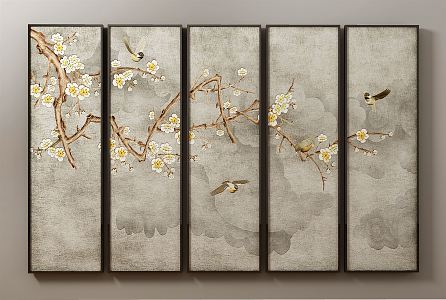 New Chinese Plant Painting Decorative Painting 3d model