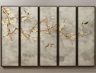 New Chinese Plant Painting Decorative Painting 3d model