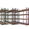 Multi Tier Display Shelves With Metal Frame And Wooden Layers In Multiple Colors