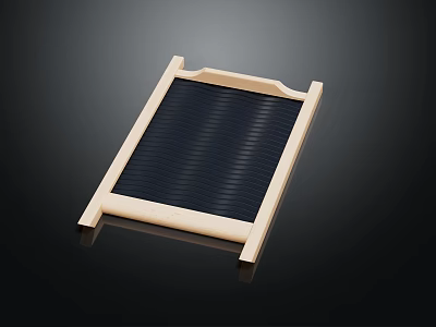 Wooden Framed Rectangular Tray Featuring Black Wavy Surface And Modern Design 3d model