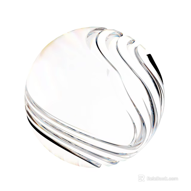 Elegant Modern Transparent Glass Decorative Ornament Set With Curved Silver Accents 3d model 