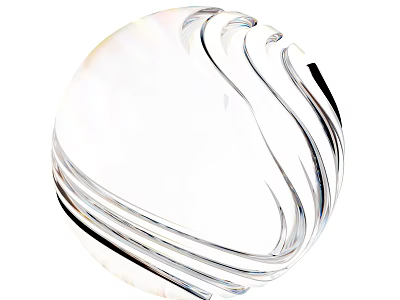 Elegant Modern Transparent Glass Decorative Ornament Set With Curved Silver Accents 3d model