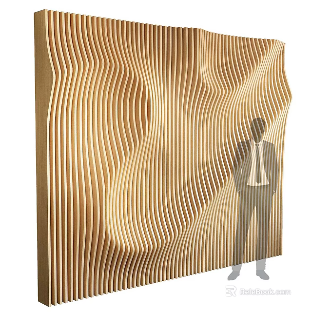 Modern Wooden Wall Panel With Wavy Texture For Interior Decorative Design 3d model