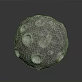 Detailed Pitted Spherical Object With Rocky Textured Surface On Gray Background