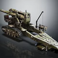 Military Artillery Weapon System With Long Barrel Tracked Carriage And Gun Mount
