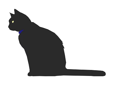 Black Reptile With Blue Collar Sitting Sideways And Yellow Eyes 3d model