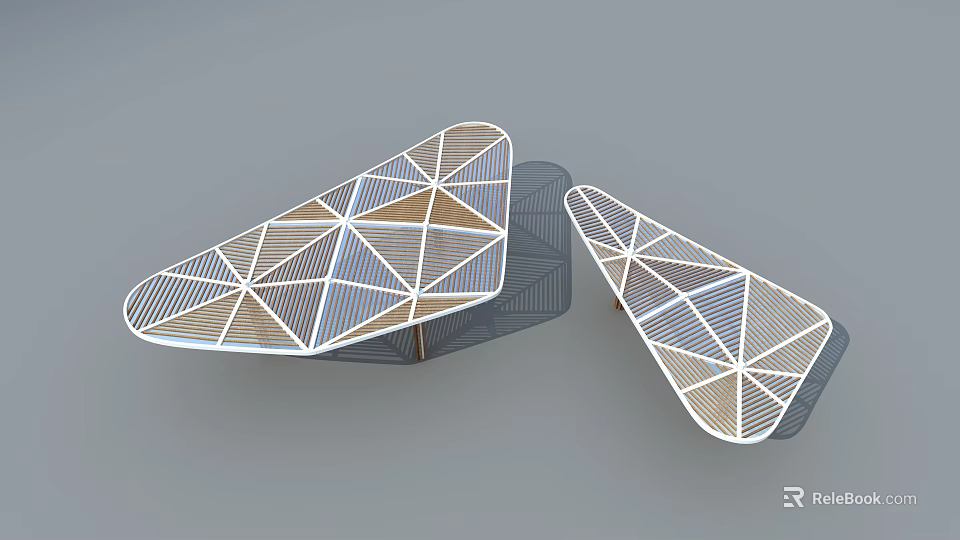 Modern Geometric Pergola Design With Triangular Grid Panels And Light Metal Frame 3d model 
