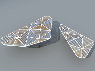 Modern Geometric Pergola Design With Triangular Grid Panels And Light Metal Frame 3d model