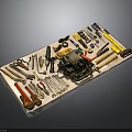 Complete Hardware Tools Collection Including Wrenches Screwdrivers Hammer Pliers and Tape Measure on Tool Board