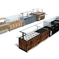 Commercial Display Equipment With Glass Door Counters Wooden Cabinets And Marble Tops