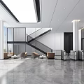 Company Lobby Front Office Reception Desk Reception Area Gate 3d model