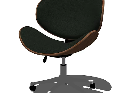 Modern Office Chair With Dark Fabric Seat Wooden Accents And Rolling Base 3d model