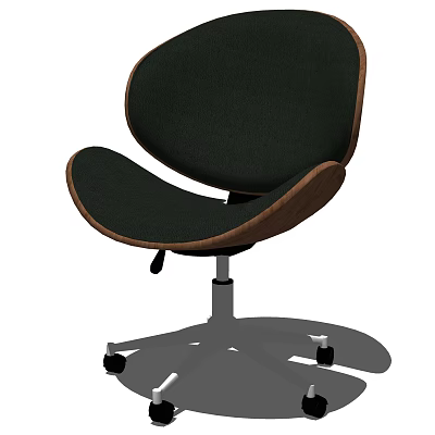 Modern Office Chair With Dark Fabric Seat Wooden Accents And Rolling Base 3d model