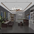 Elegant Beauty Salon Interior Design With Comfortable Sofa Green Plants And Product Shelves