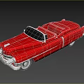 Vintage Red Convertible Car With Classic Retro Design And Chrome Details