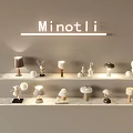 Minotli Modern Table Lamps Display On Two Tiered Wall Shelves With Decorative Items
