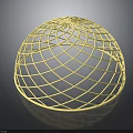 Golden 3D Wireframe Sphere With Intricate Geometric Pattern Design Structure