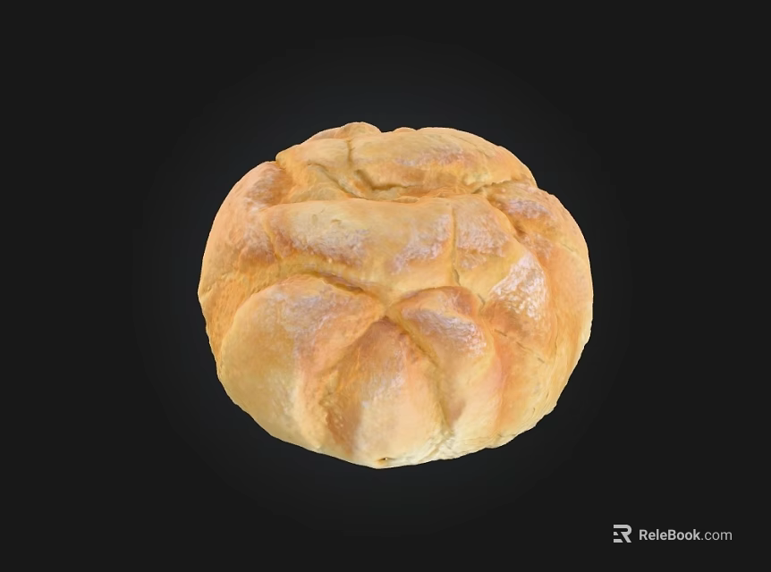 Freshly Baked Round Artisan Bread With Golden Crust And Soft Fluffy Texture 3d model 