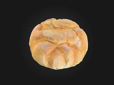 Freshly Baked Round Artisan Bread With Golden Crust And Soft Fluffy Texture 3d model
