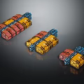 Space Station Modular Components With Yellow Red Blue Sections And Aerospace Design 3d model