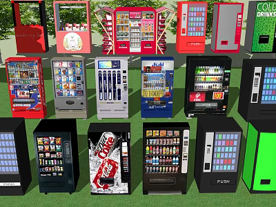 Public Facilities Various Colorful Vending Machines For Snacks And Drinks 3d model