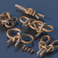 Handmade Rope Knots With Wooden Sticks And Small Screws As Decorative Household Items