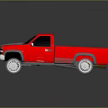 Red Pickup Truck With Shiny Chrome Wheels And Reflective Exterior Surface