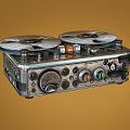Vintage Open Reel Tape Recorder Classic Household Appliance with Metal Control Panel and Knobs