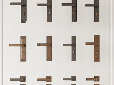 Stylish Metal Door Handles With Various Design Options And Color Variations For Home Doors 3d model